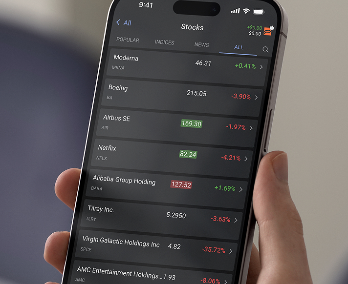 Libertex trading platform displayed on a mobile phone