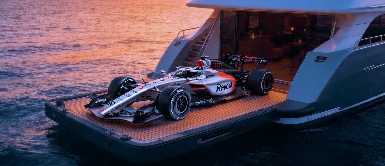 Audi Revolut F1 Team show car on The Ultimate Superyacht powered by Libertex in Monaco